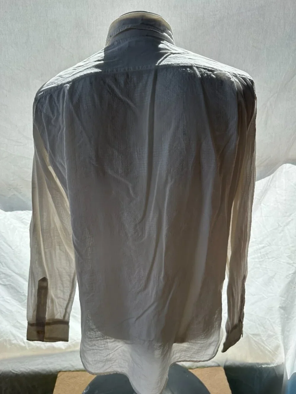 Chanel Women's White Button Down Cotton Linen Shirt Blouse Pockets Long Sleeves